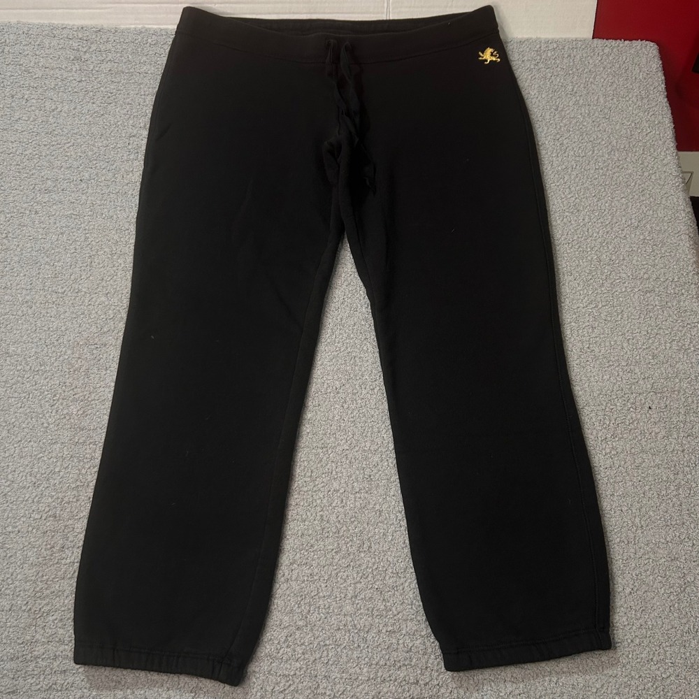 Express Sweatpants Vintage 2006 Medium Black‎ Y2K McBling Low Rise Lion Logo